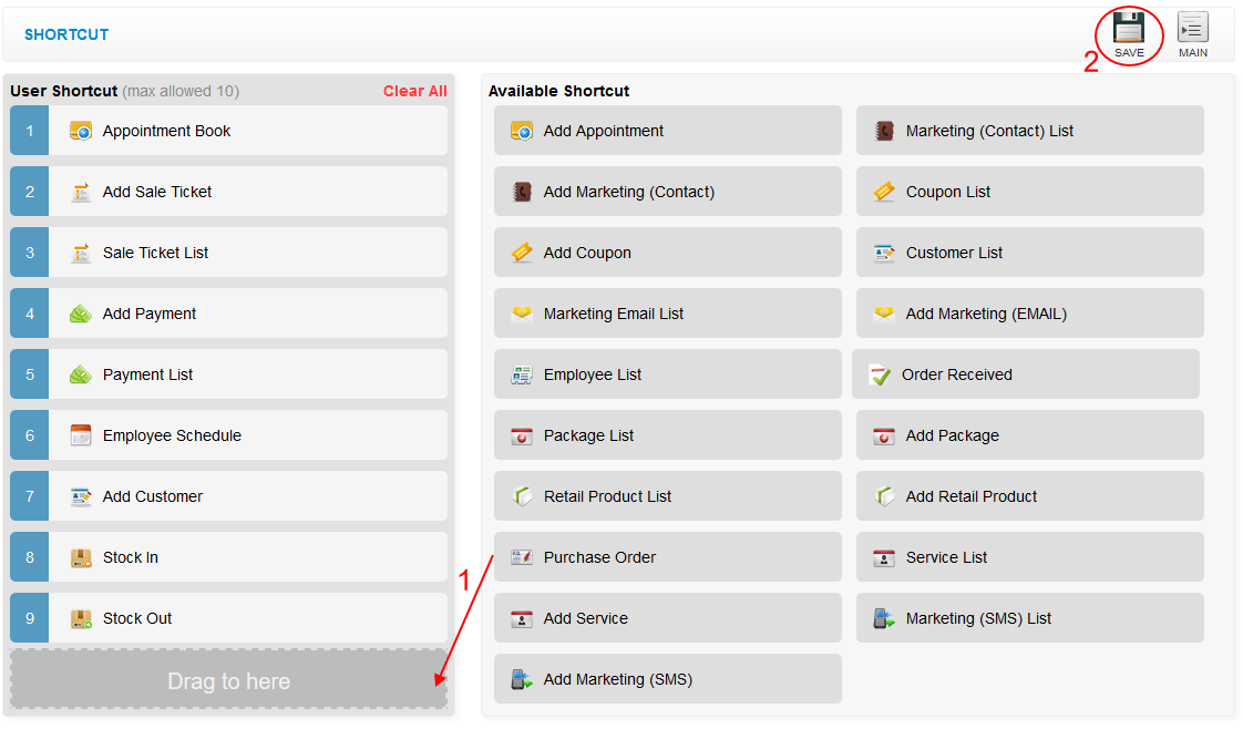 Customize the menu shortcut WESS Help